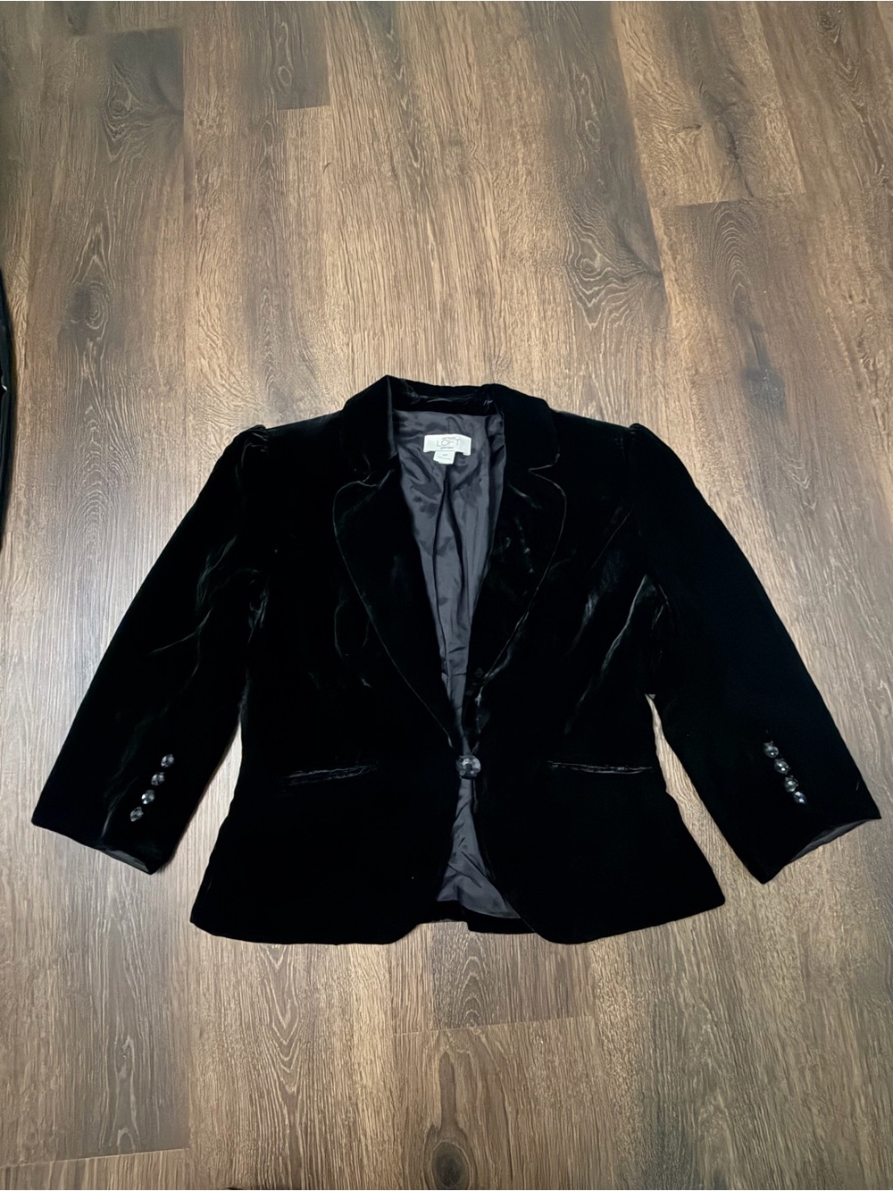 LOFT Black Velvet Single-Button Blazer